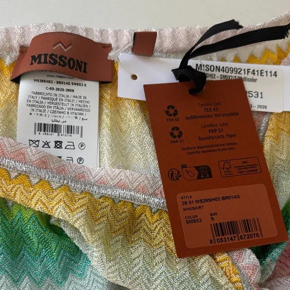 NWT Missoni Multicolor Zigzag Knit Mini Skirt - Picture 6 of 7